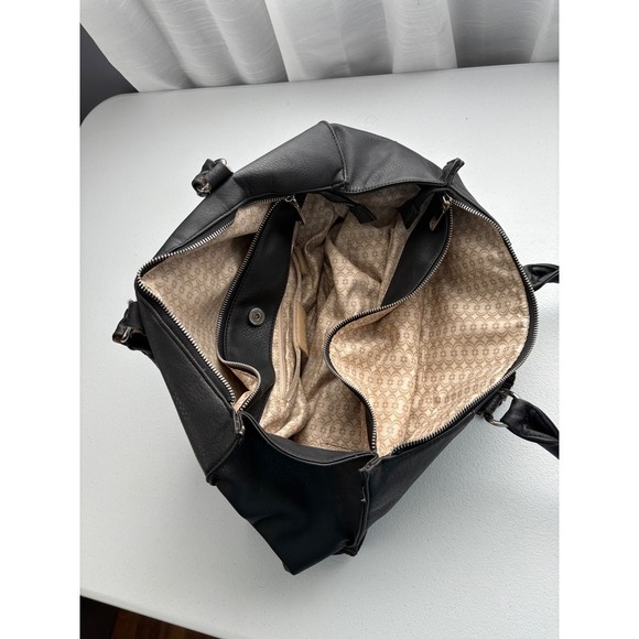 Charming Charlie Black Faux Leather Satchel Purse Tote Handbag Tassel - Picture 8 of 15